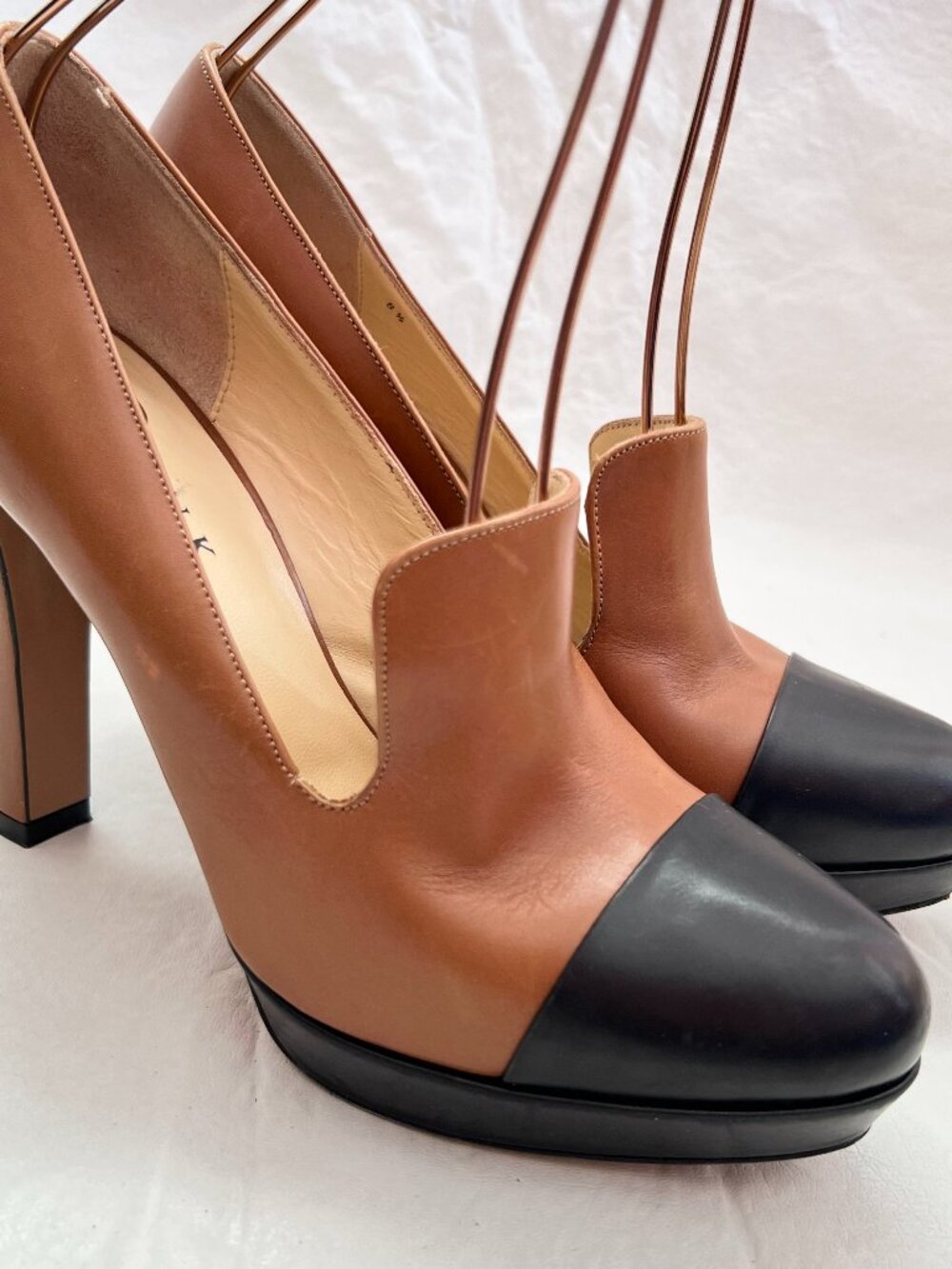 Marvin K high heels Force Cap Toe Platform Leather Pump black brown 8.5